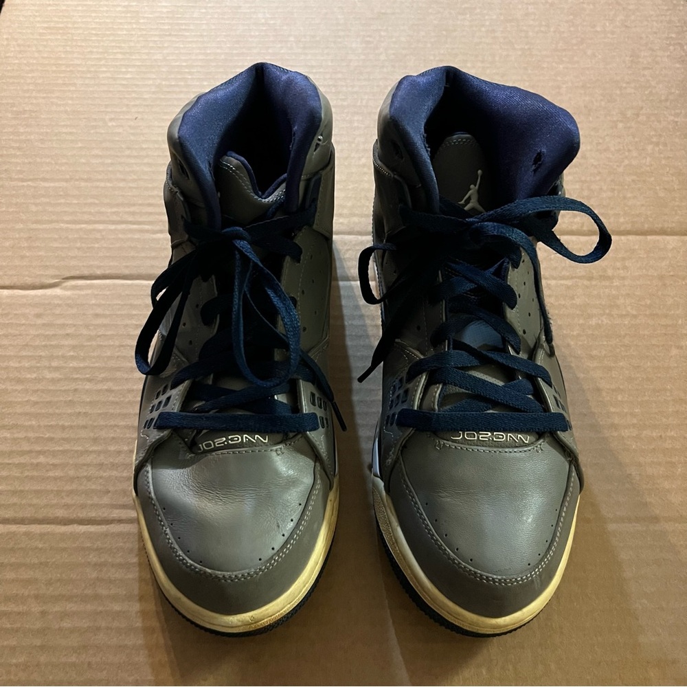 Jordan Gray and Blue High-Top Sneakers #538698-016